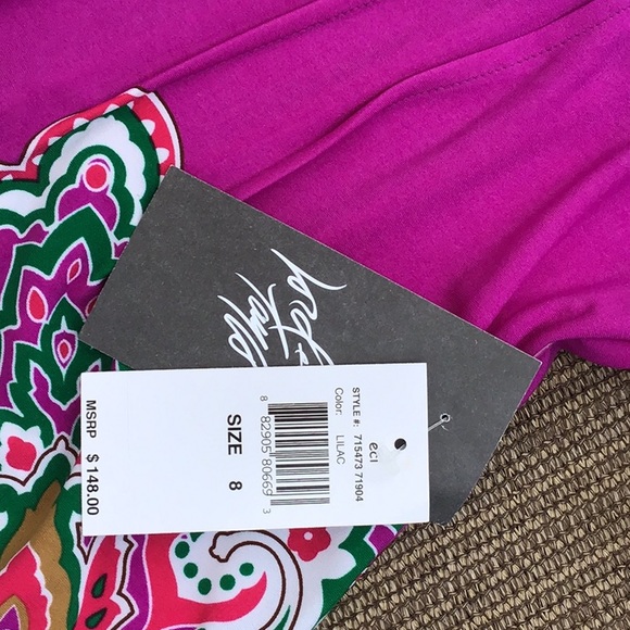 ECI Pink & Lilac Paisley Dress NWT Lord & Taylor 8 - Picture 11 of 14